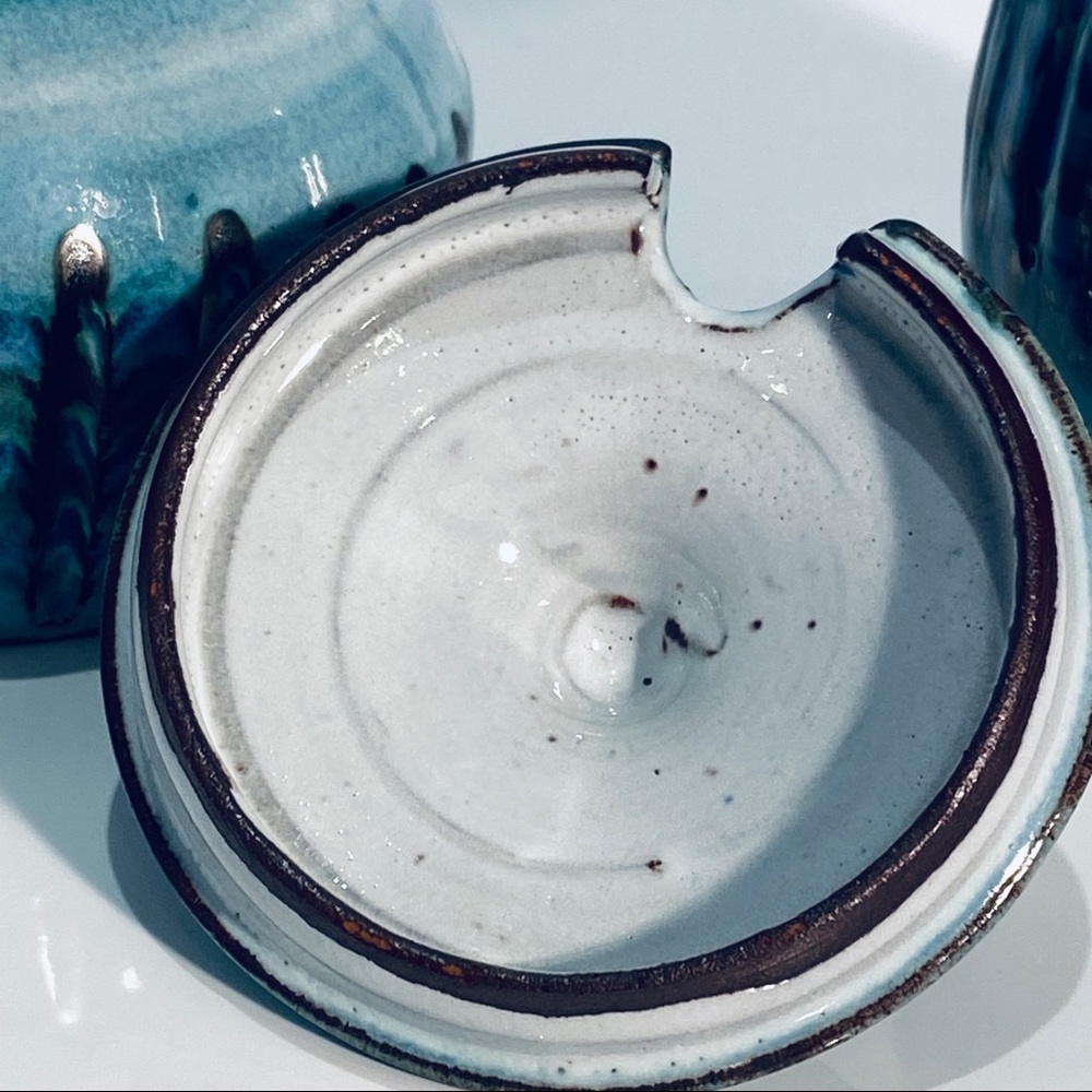 Dennis Lucas Hastings Studio Pottery Creamer Sugar Set MCM 1960 1970 Vintage - Picture 8 of 12
